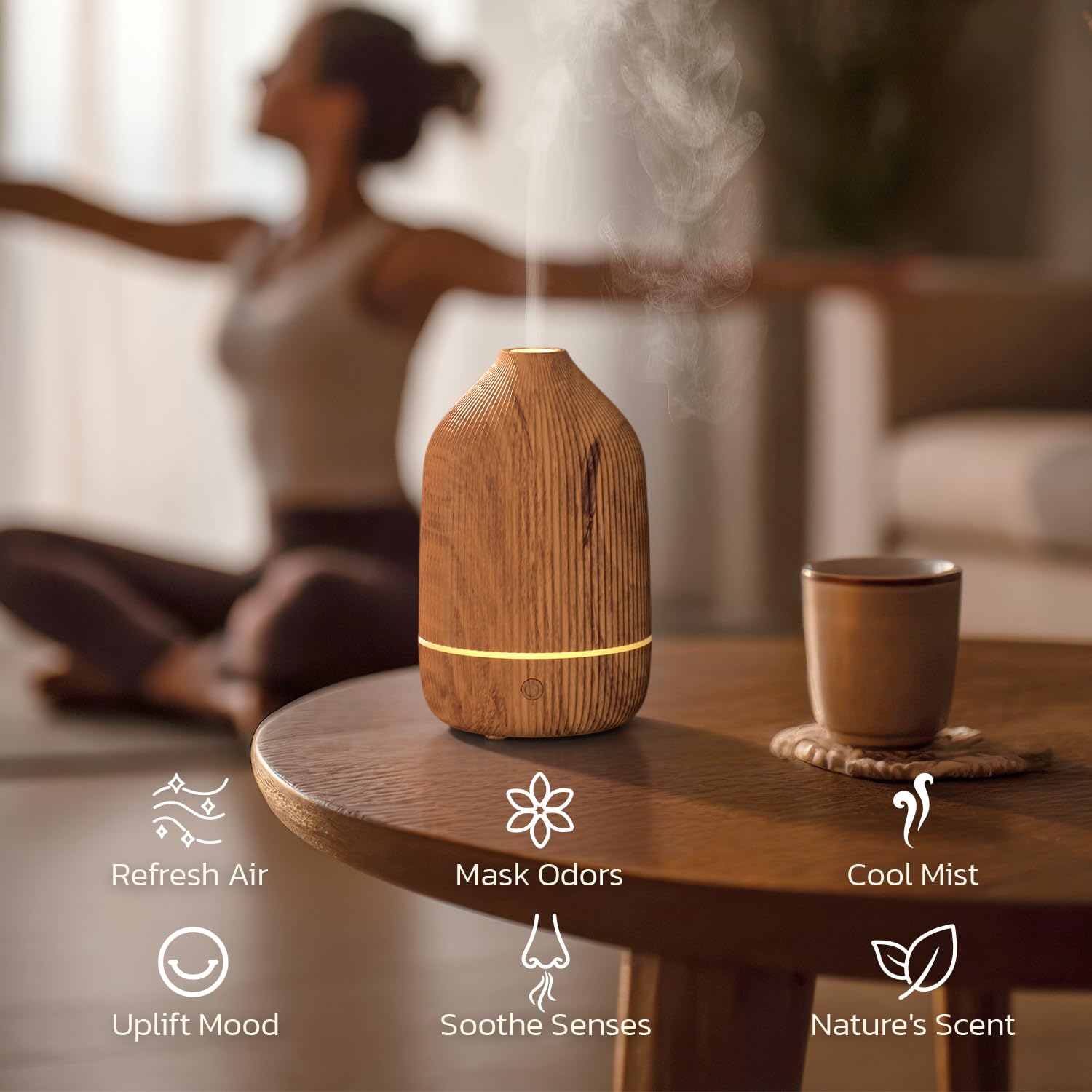 Salubrito diffuser offers citrus, lavender, peppermint options for workouts and focus.