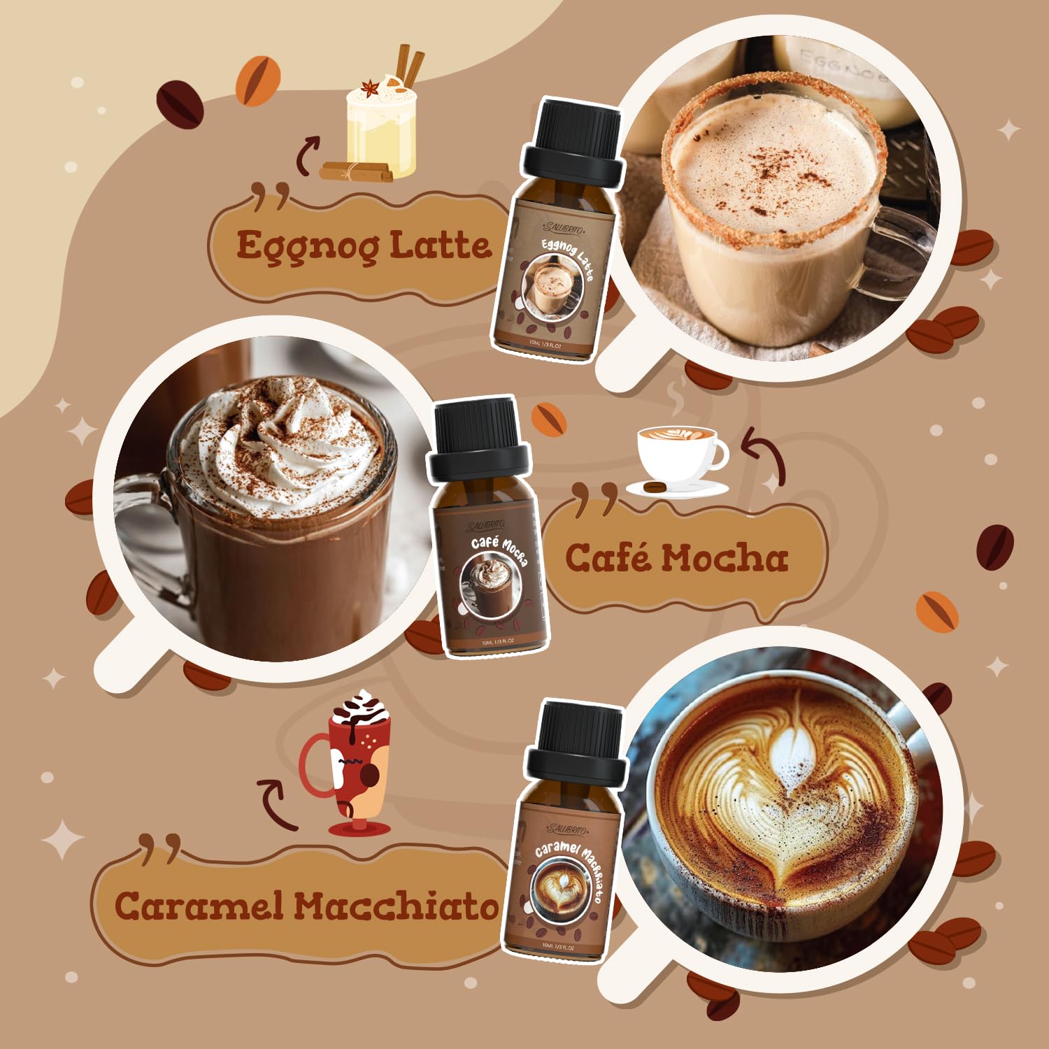 Salubrito Coffee Fragrance Oils french vanilla bottle—smooth vanilla coffee aroma.