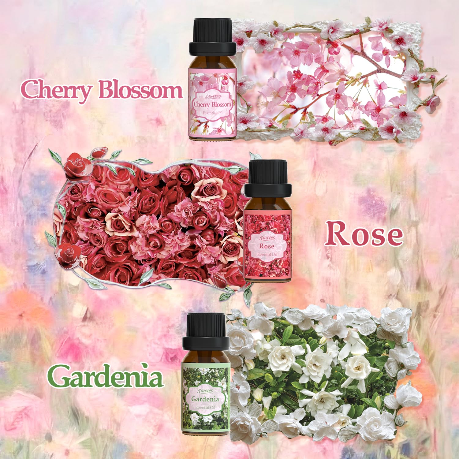 Salubrito Rose oil bottle delivers warm, luxurious floral aroma