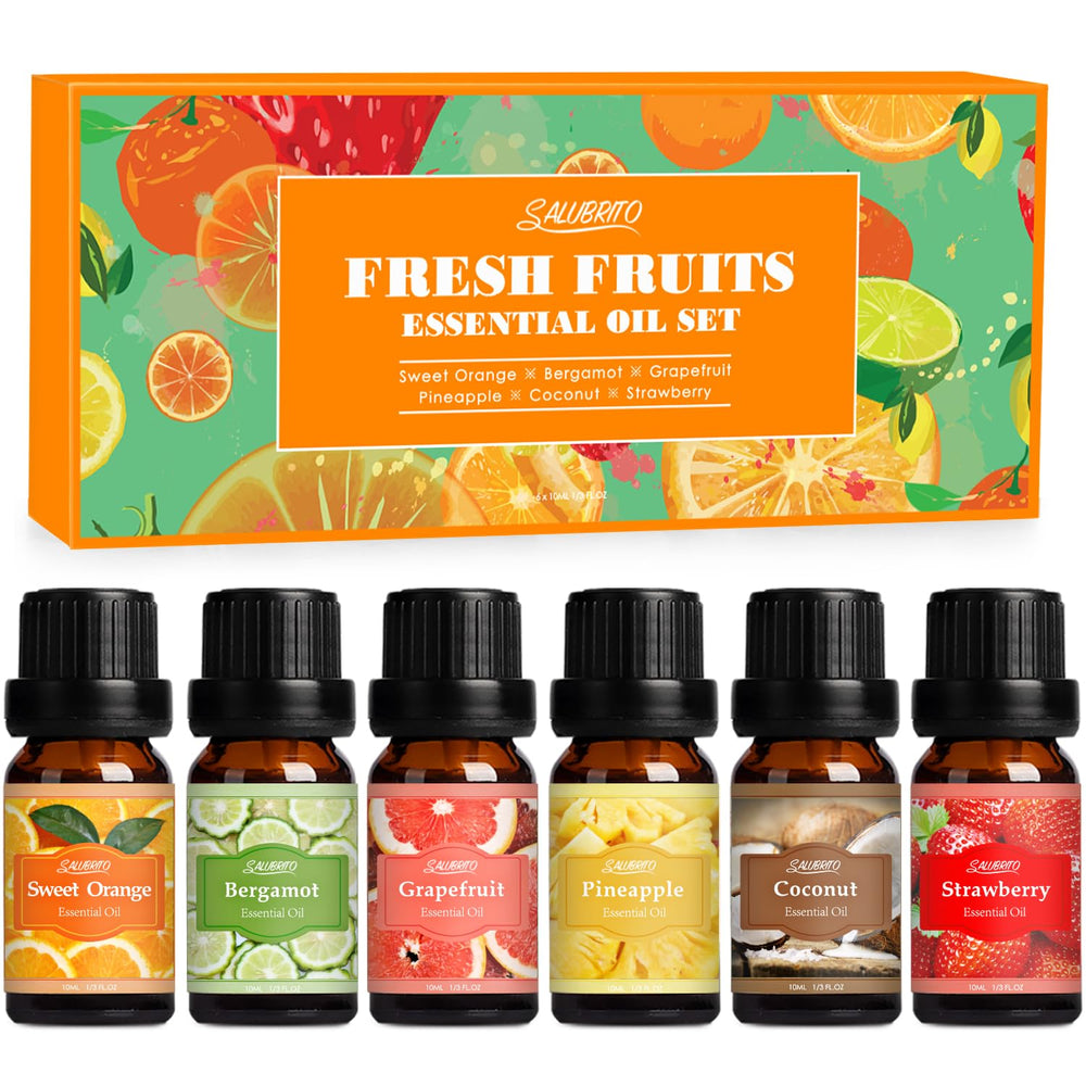 Salubrito fruit essential oil set in diffuser, rich aromas for a fresh home.