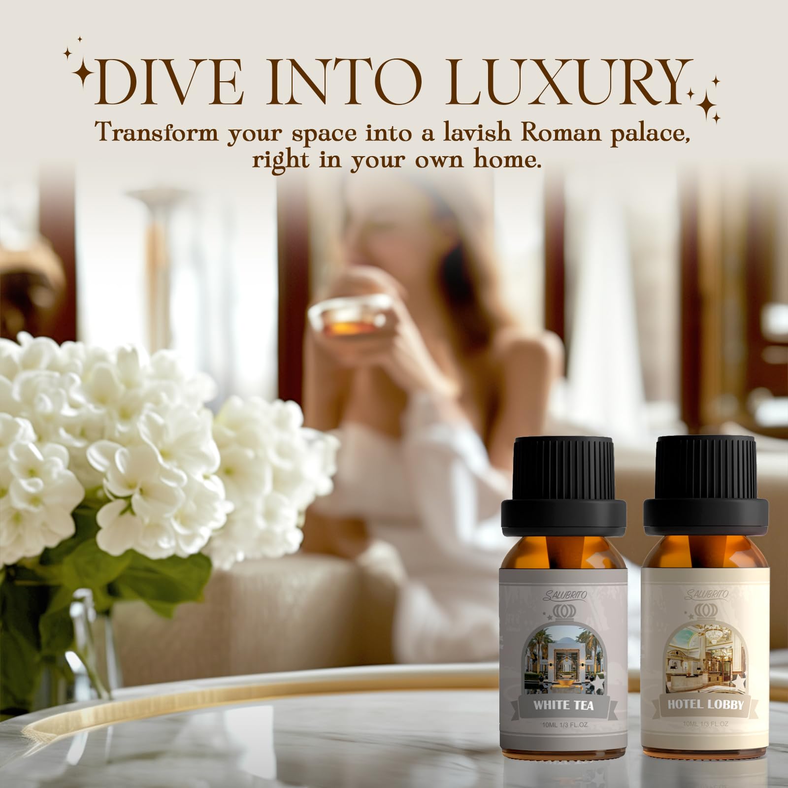Salubrito fragrance set enhances bathroom and spa projects for DIY use.