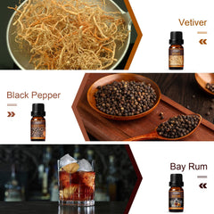 Salubrito Men's Club Sweet Tobacco oil near candle for warm, inviting mood