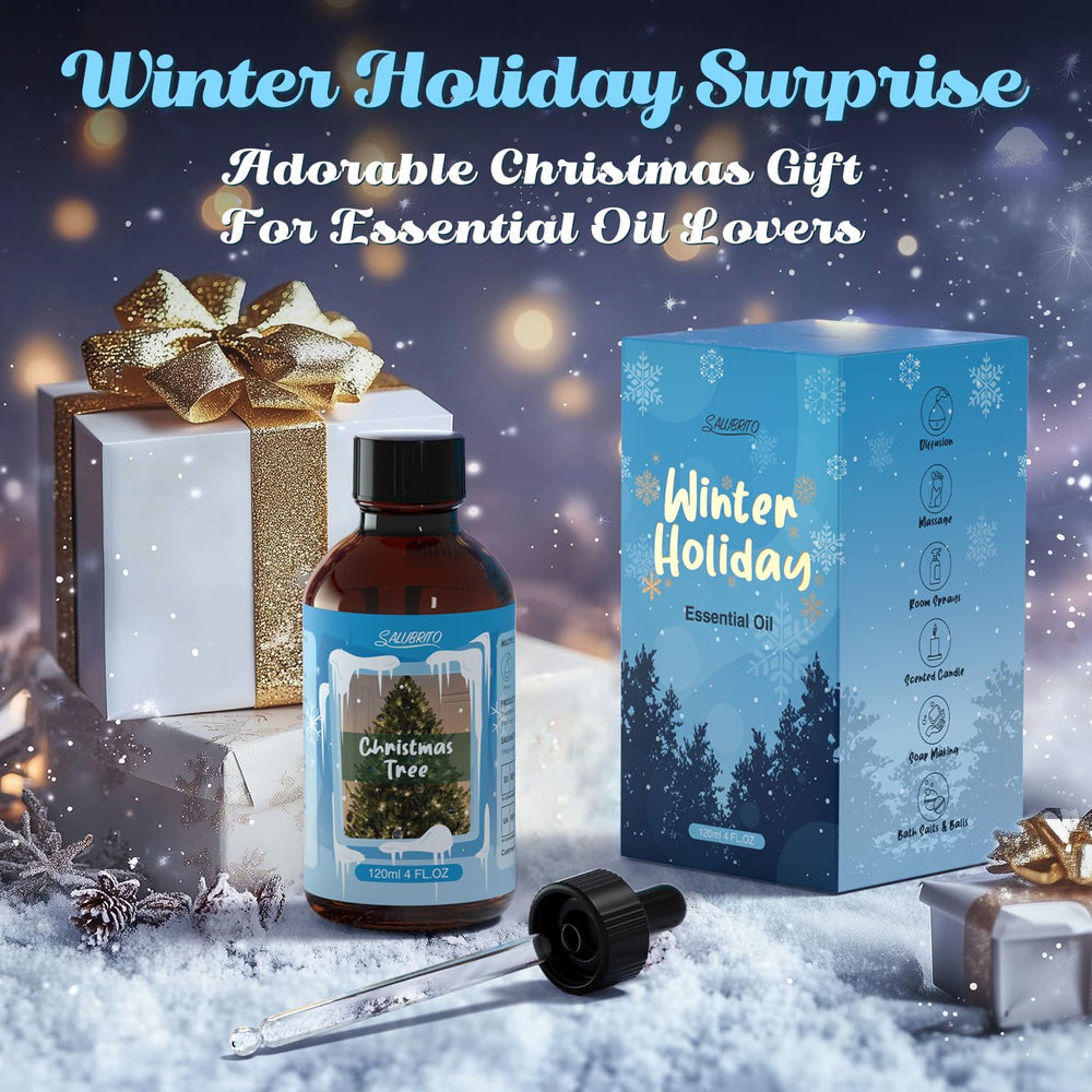 Salubrito winter cleaning spray using Christmas Tree oil for fresh spaces.