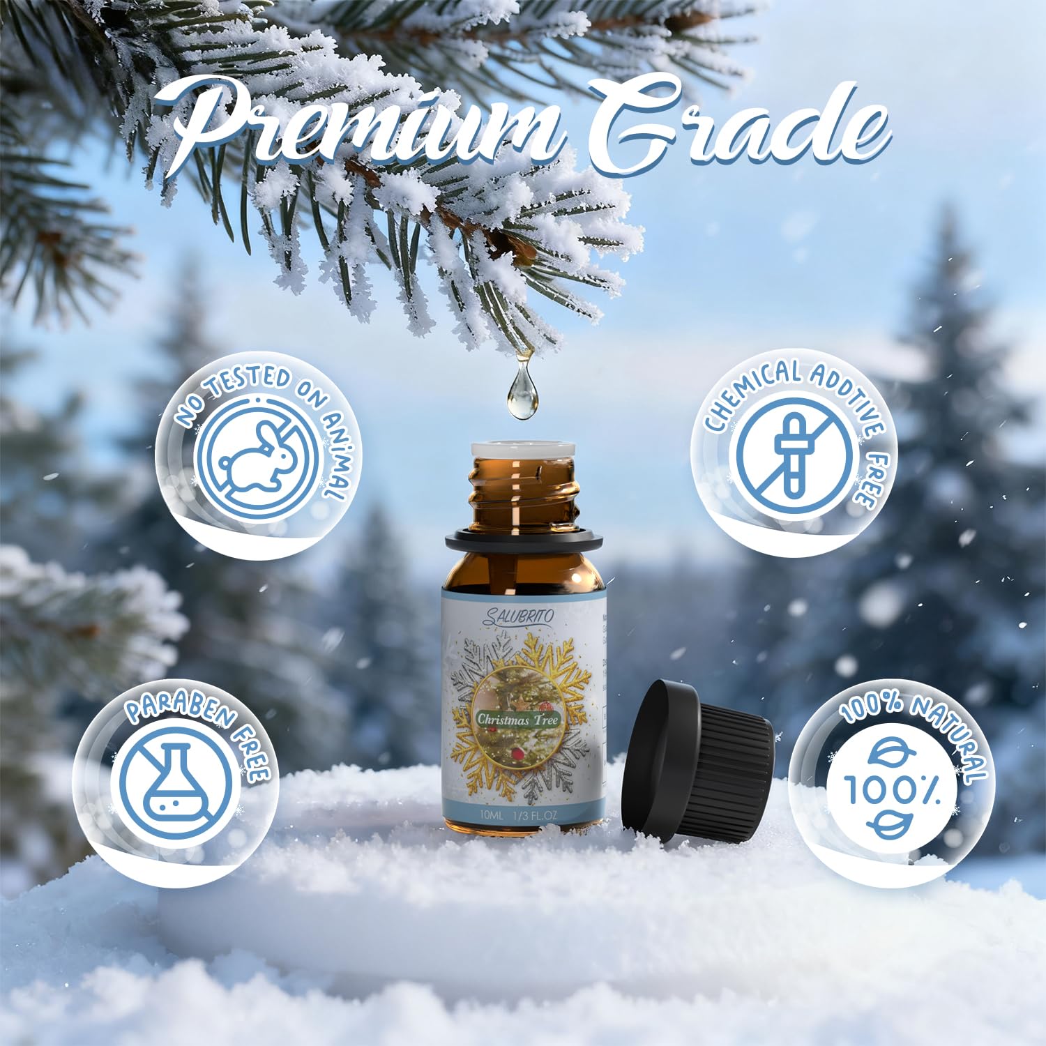 Salubrito candy cane fragrance oil for holiday diffuser ambiance.