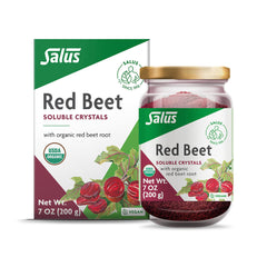 Salus Red Beet Crystals powder scoop ready for easy daily mixing for convenient nutrition