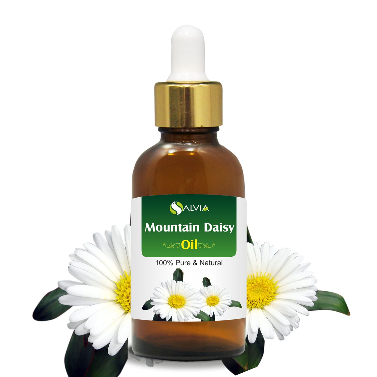 Salvia Mountain Daisy Essential Oil bottle in amber glass for light protection and freshness.