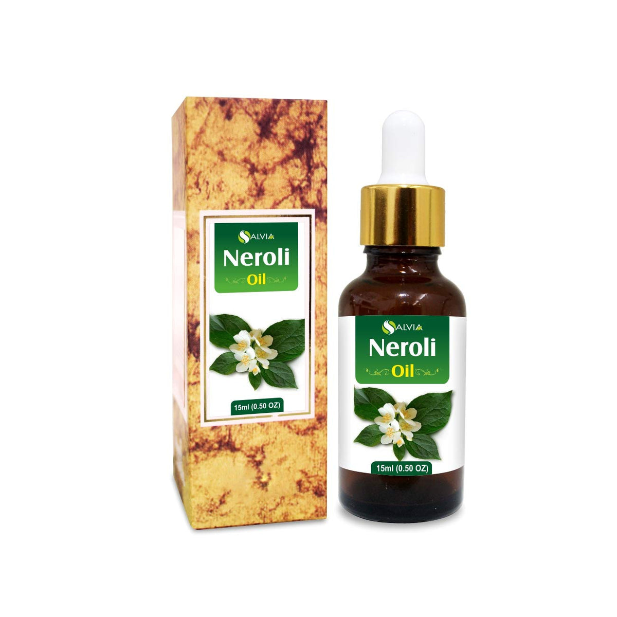 Salvia Neroli Oil amber bottle with dropper for pure aromatherapy.