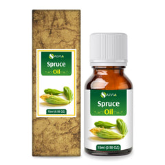 Salvia Spruce Oil in amber bottle for pure aromatherapy use.