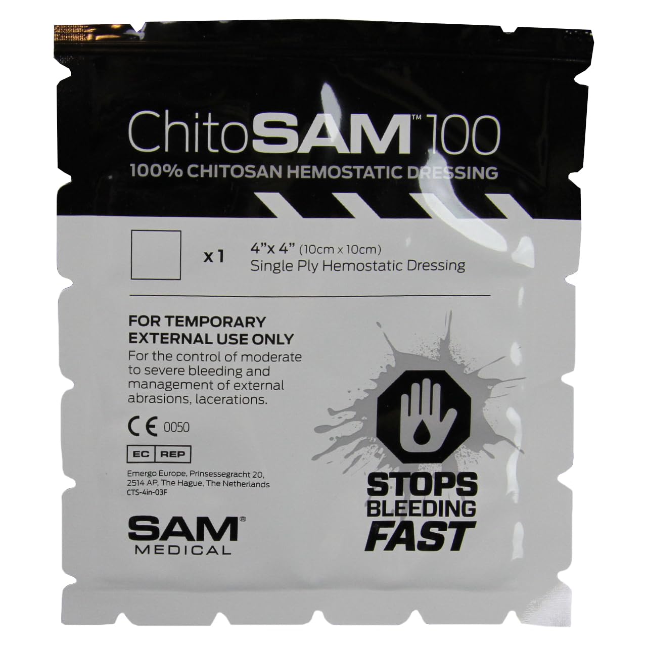 Chito-SAM 100 stops bleeding fast with independent action.
