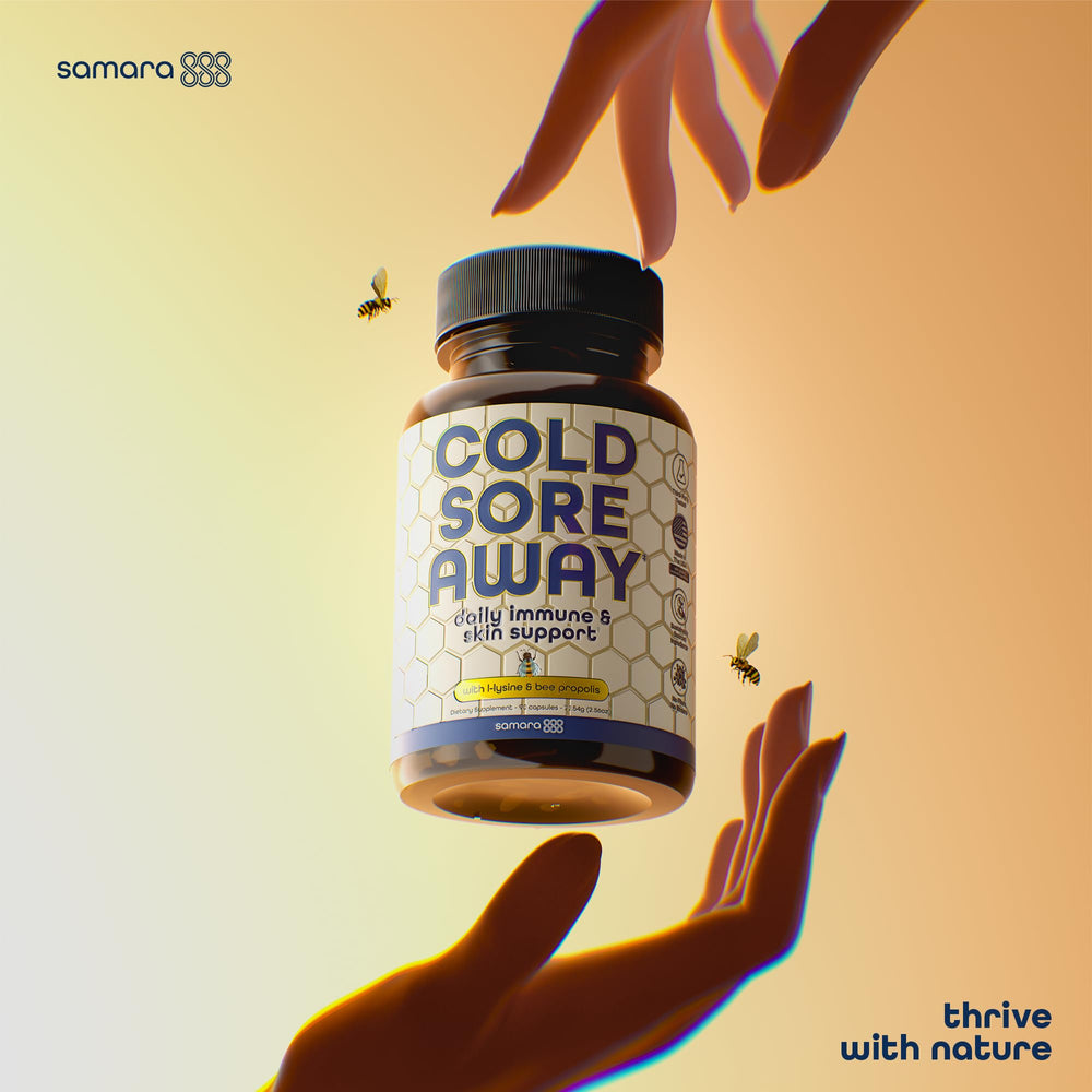 Samara 888 daily-use capsules in lifestyle shot suggest practical wellness support.