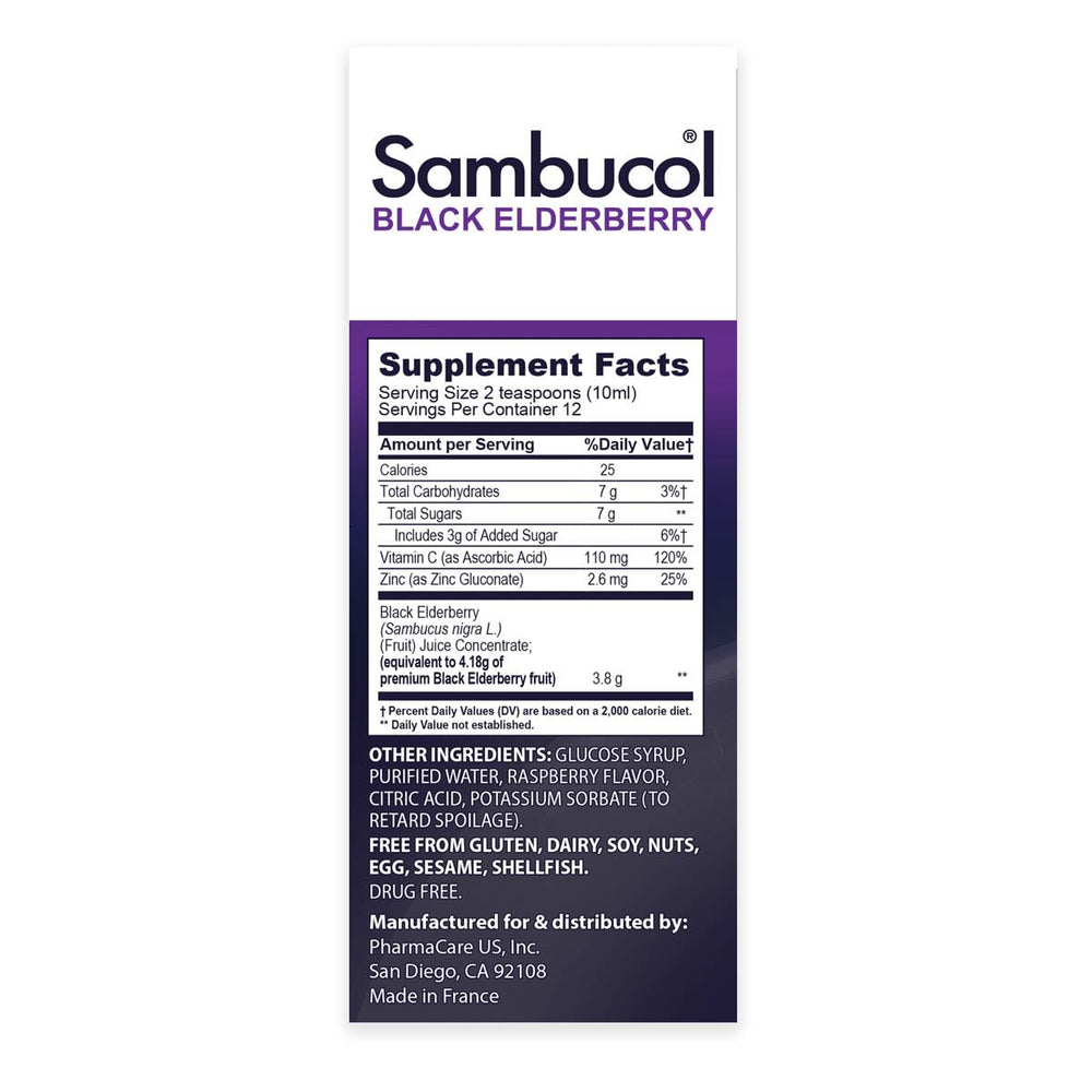 Sambucol Advanced Black Elderberry Syrup spoon-taste captures pleasant flavor for easy dosing.