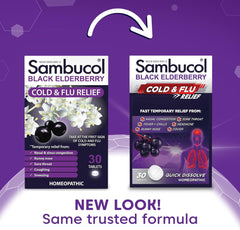 Sambucol 30-count packaging shown for family use.