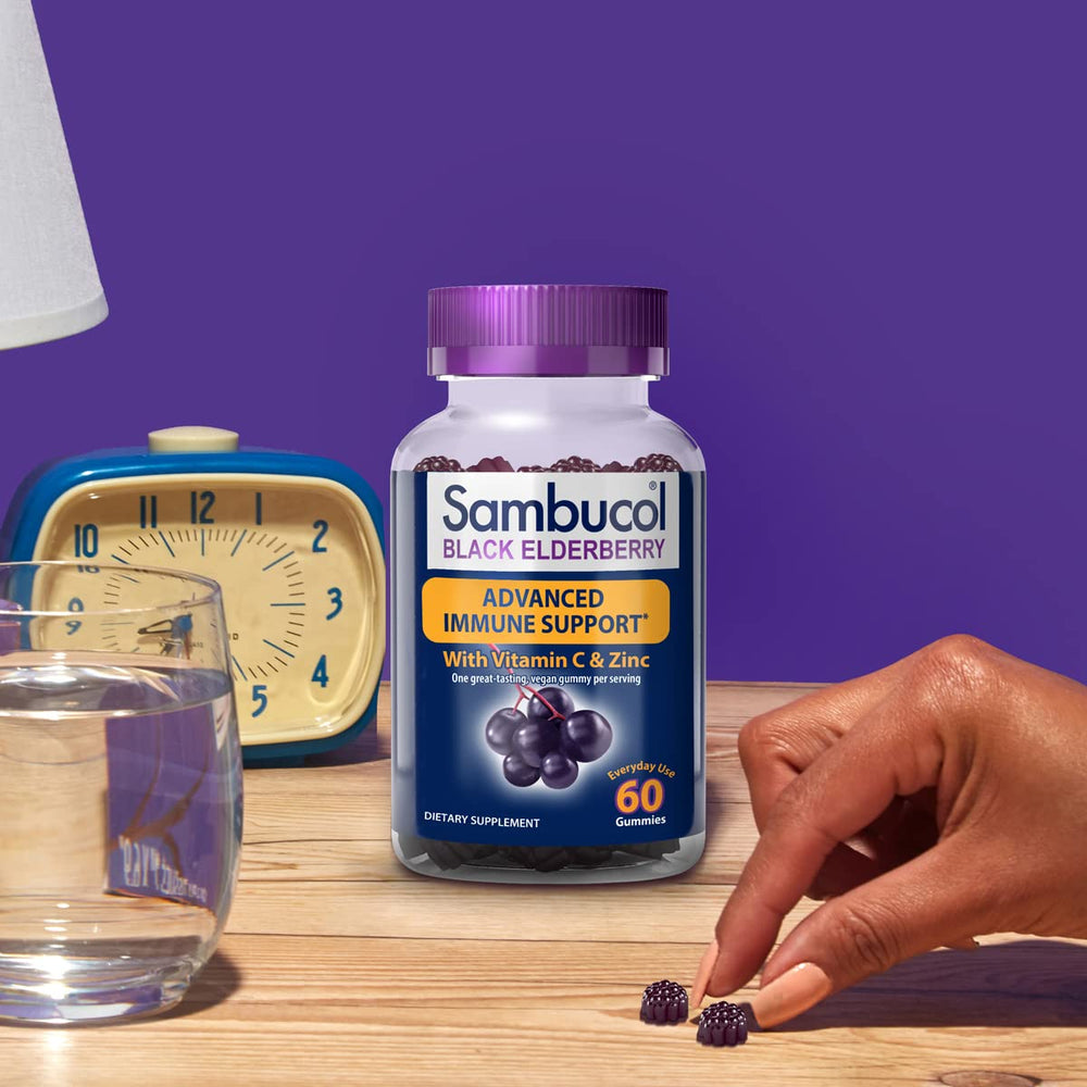 Sambucol Black Elderberry Gummies box and bottle together