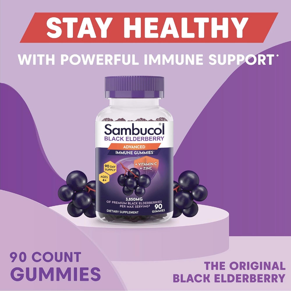 Sambucol Gummies are gluten-free and vegan for inclusive diets.