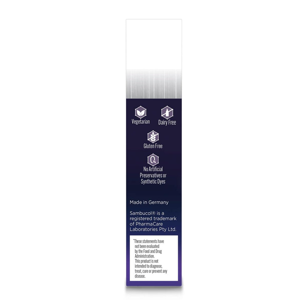 Sambucol elderberry per serving label underscores elderberry content