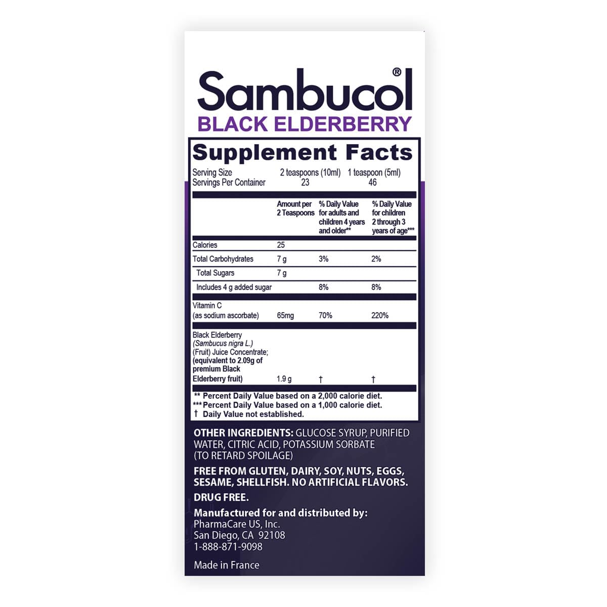 Serving image of Sambucol Kids Elderberry Syrup conveys a family-friendly wellness routine.
