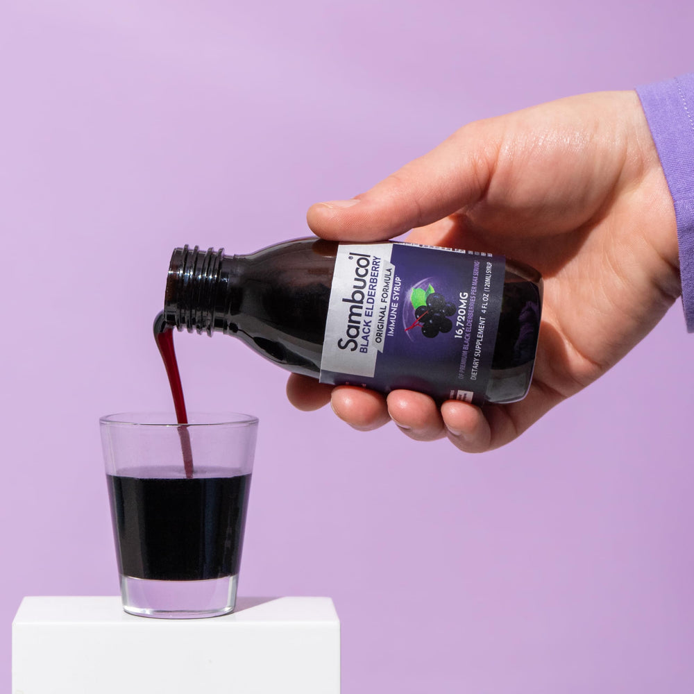 Sambucol original elderberry brand badge conveys decades of trust.