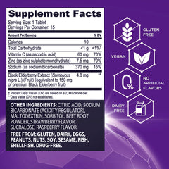 Sambucol Vitamin C and Zinc tablet components shown for daily support