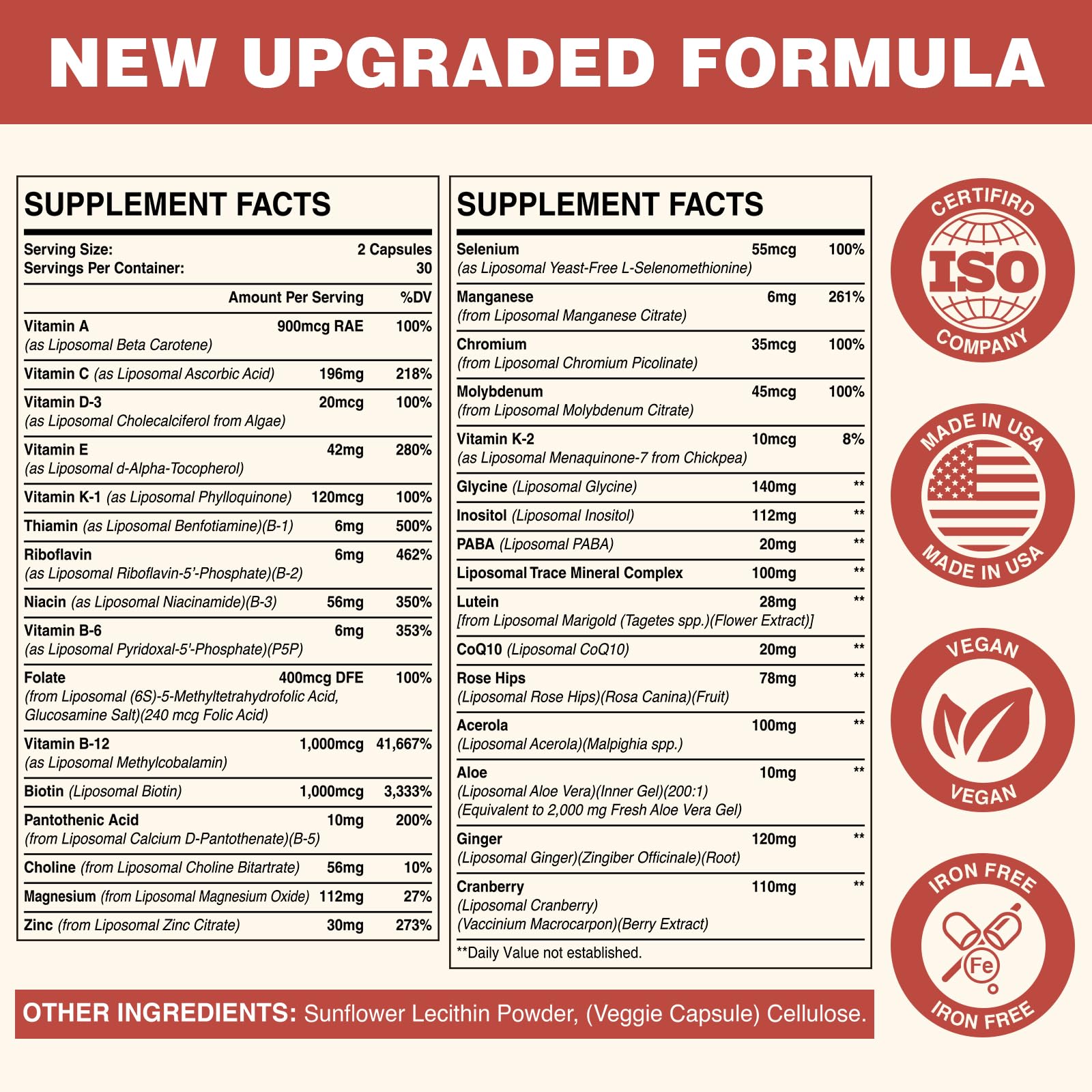 Sambugra Iron-free formula features small capsules for comfortable daily use.