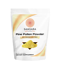 Samsara Herbs pine pollen powder wild harvested ready to blend into smoothies for a natural energy boost