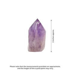 Samsari amethyst point close up facets highlighting natural sparkle for energy work.