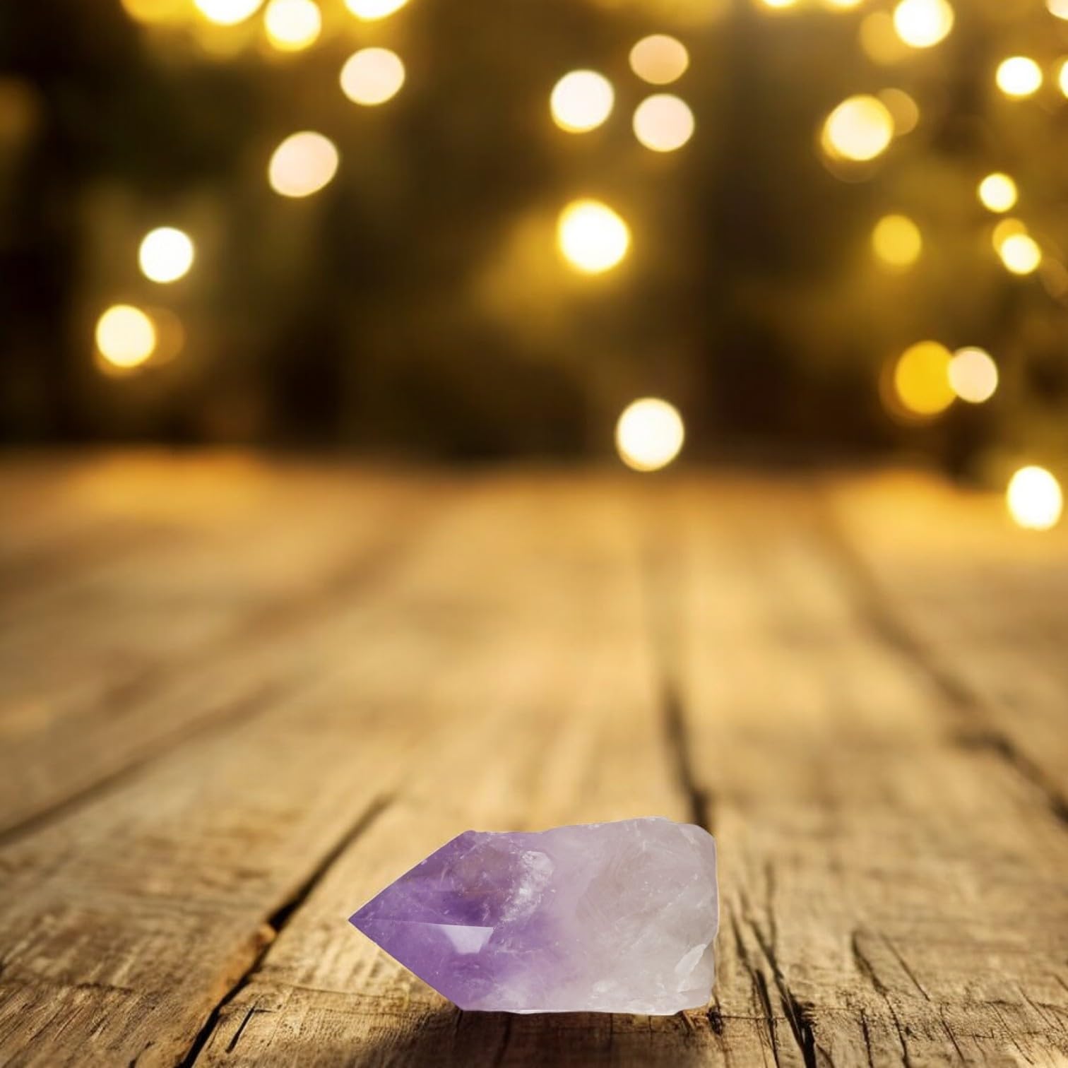 Samsari amethyst point on a yoga mat supports mindful practice.