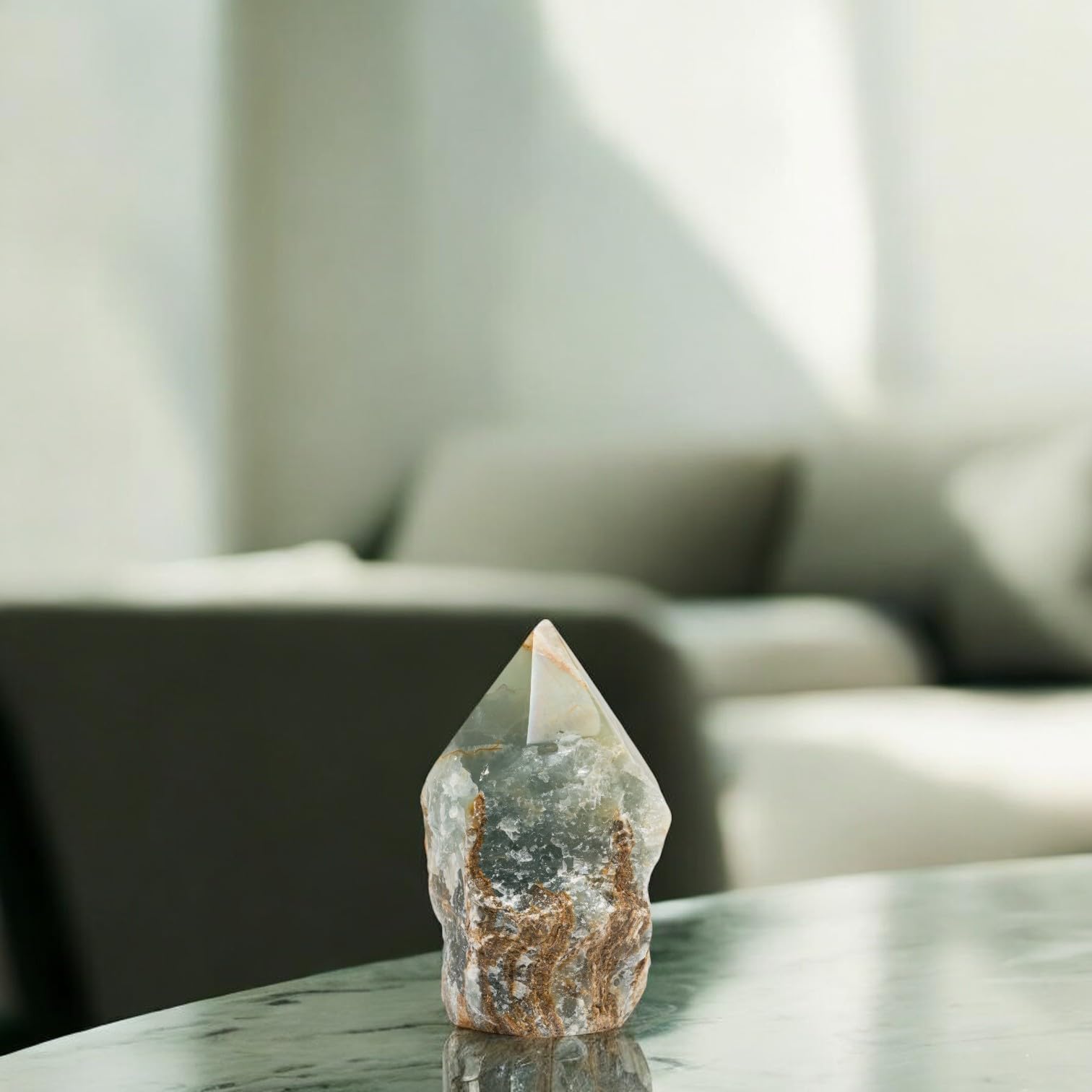 SAMSARI blue onyx crystal point 4 portable calming tool for travel.