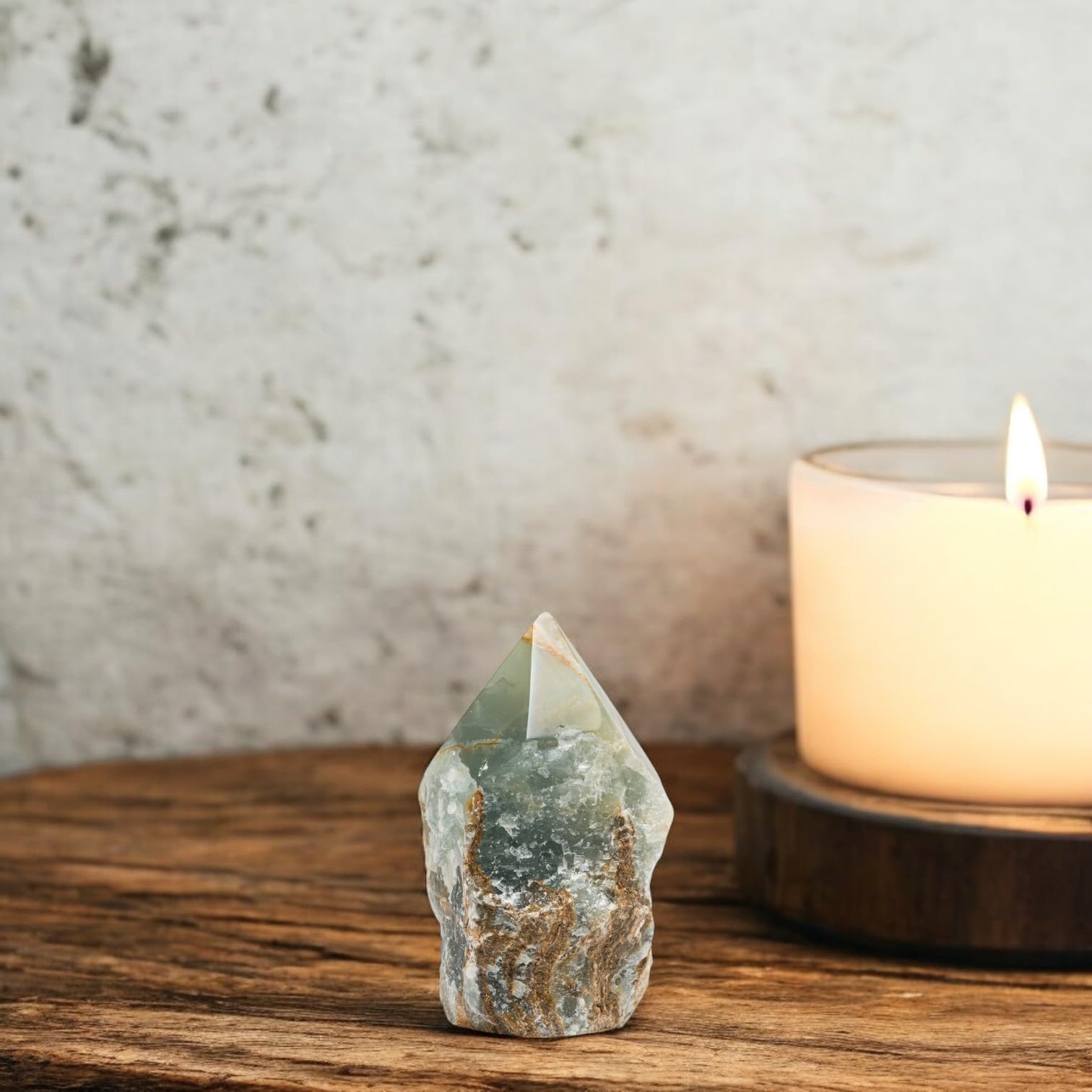 SAMSARI blue onyx crystal point 6 reliable meditation companion for reflection.