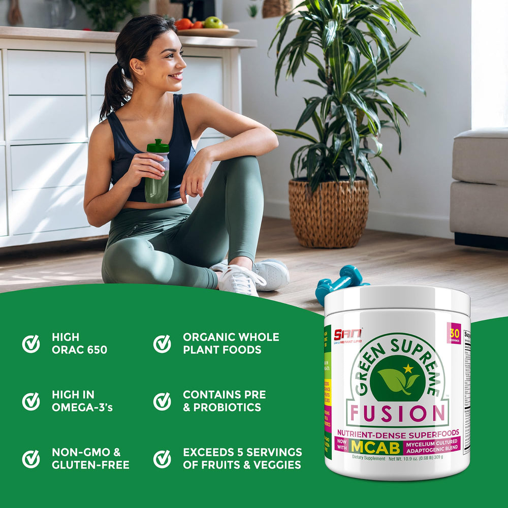 SAN Green Supreme adaptogenic mushrooms adding a natural wellness boost