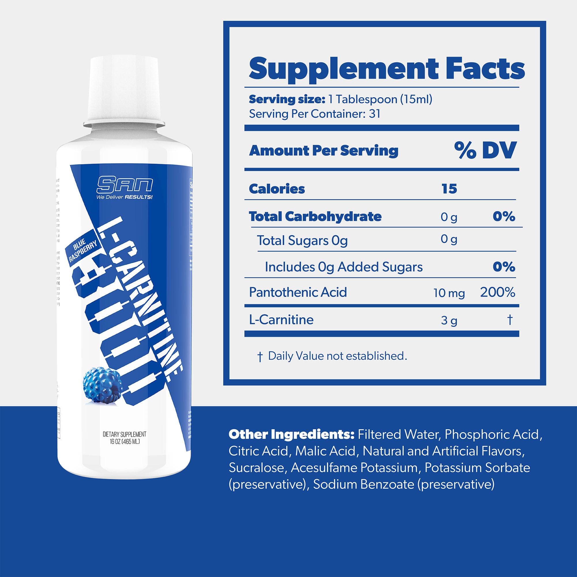 SAN Nutrition L-Carnitine 3000 bottle pour demonstrates convenient liquid serving