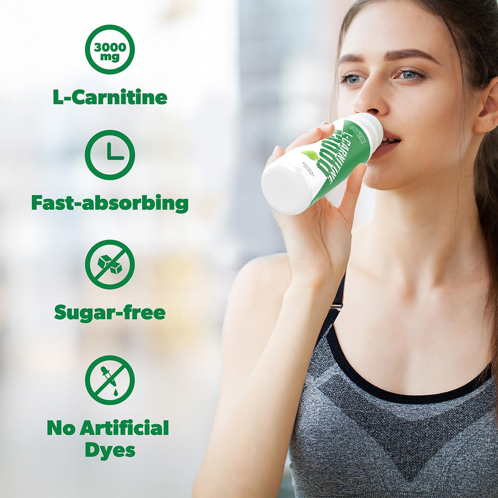 SAN L-Carnitine 3000 Green Apple packaging, no artificial dyes or fillers.