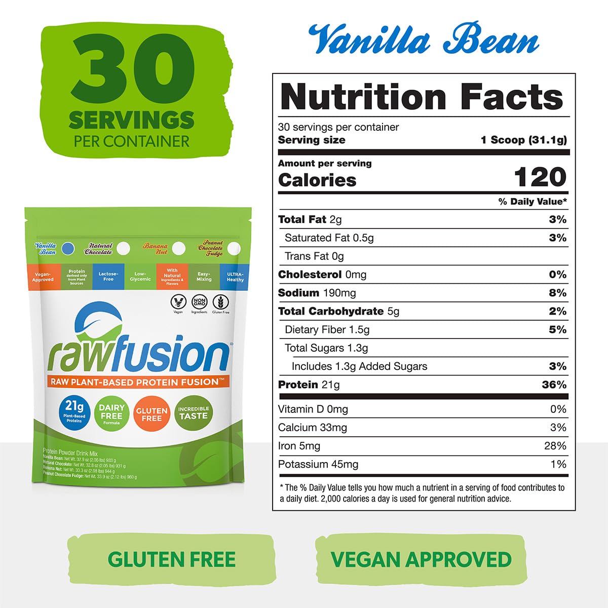 SAN Rawfusion Vanilla Bean shake in glass for a creamy plant protein boost.