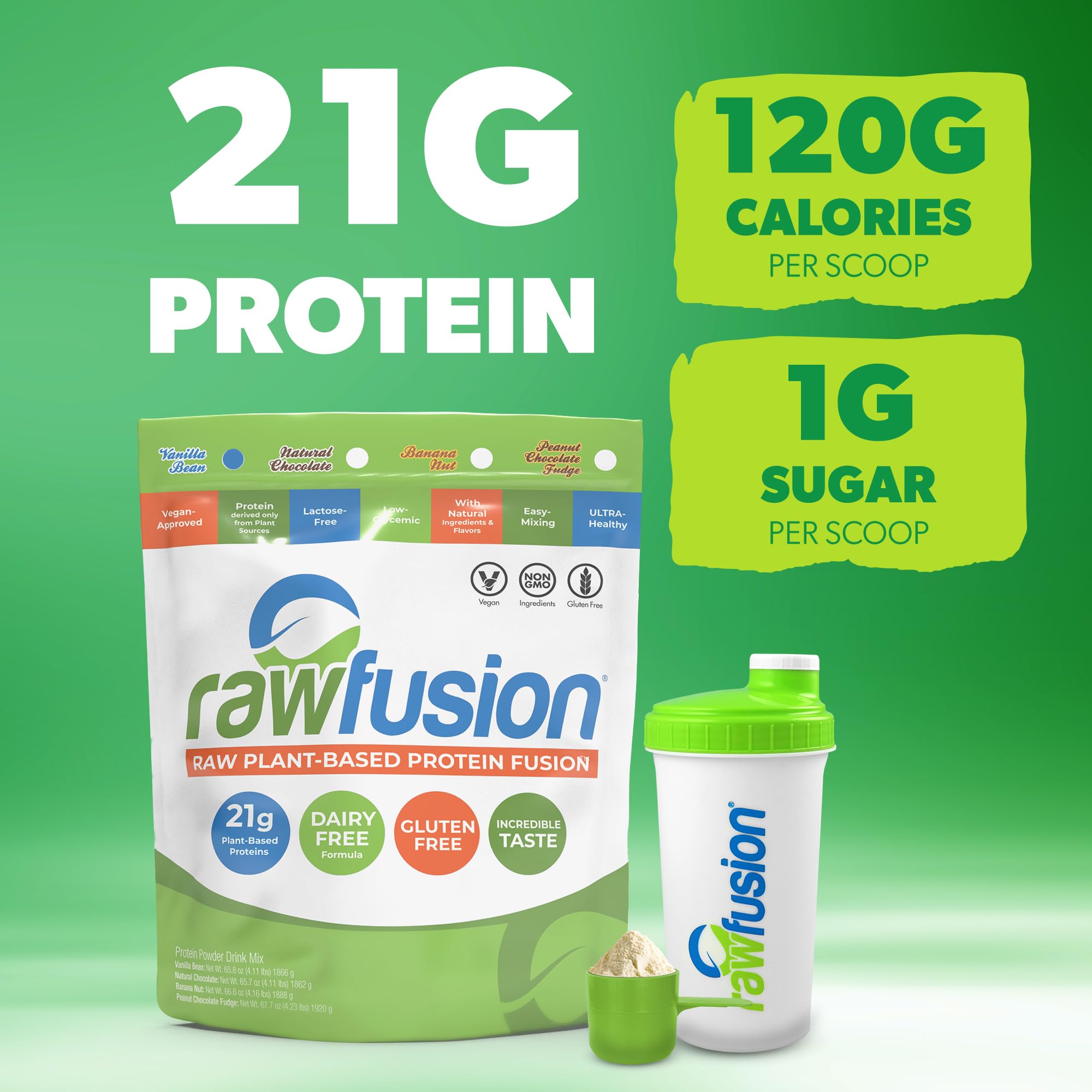 SAN Rawfusion Vanilla Bean shake in glass highlights smooth, creamy texture after blending