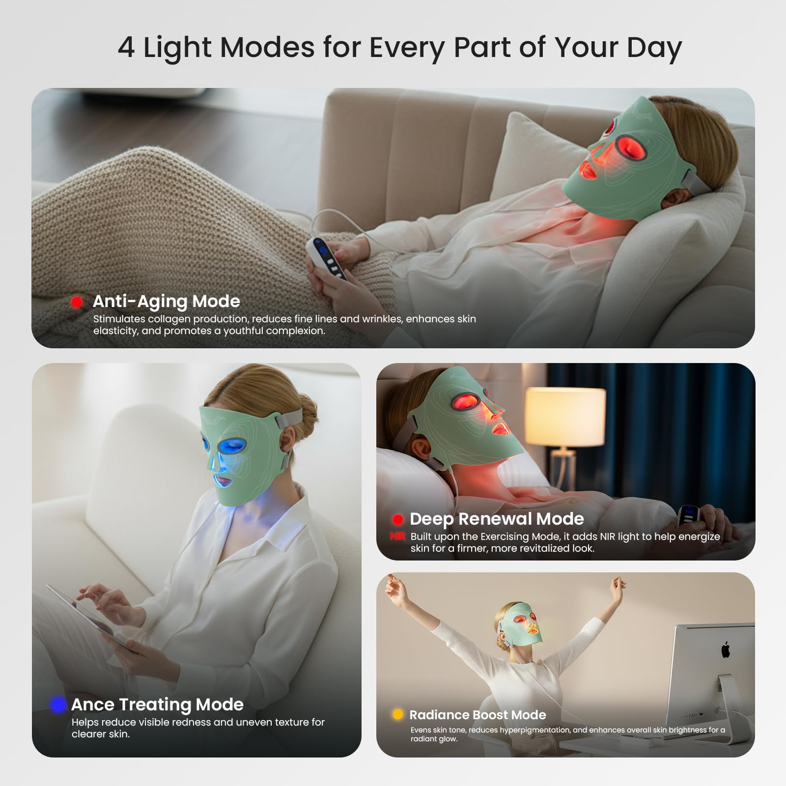 SanaTech mask with built-in eye shields protects during treatment.