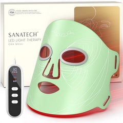 SanaTech LED light therapy mask close-up for full-face treatment sessions.