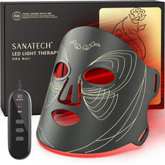 SanaTech LED Mask front view in Onyx Black showing versatile light modes