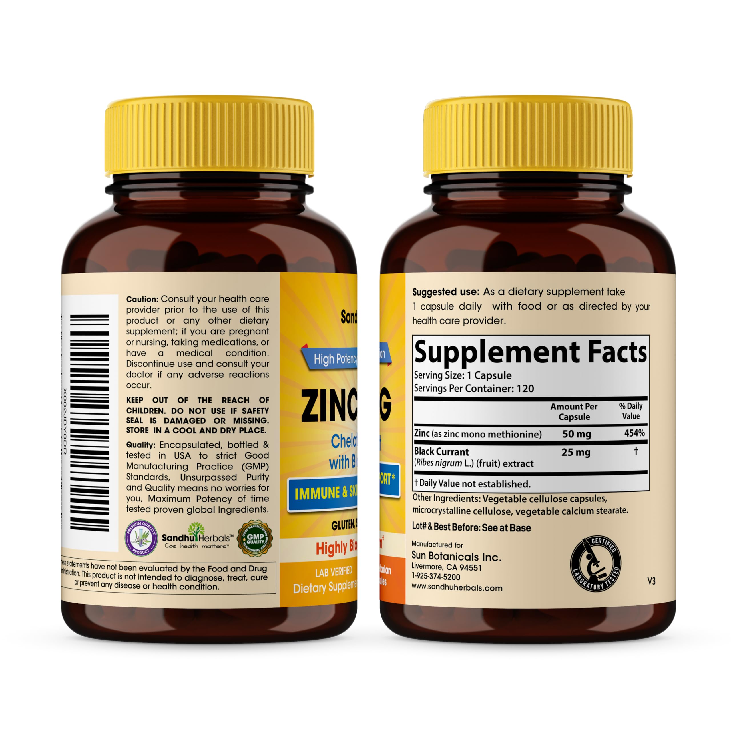 Sandhu Herbals Zinc 50mg absorption graphic showing superior uptake