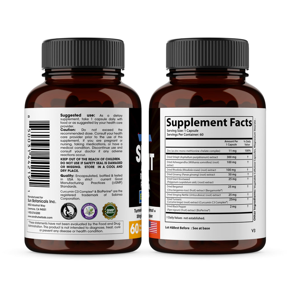 SANDHUHERBALS Zinc Turmeric capsule layout hinting immune health and recovery support