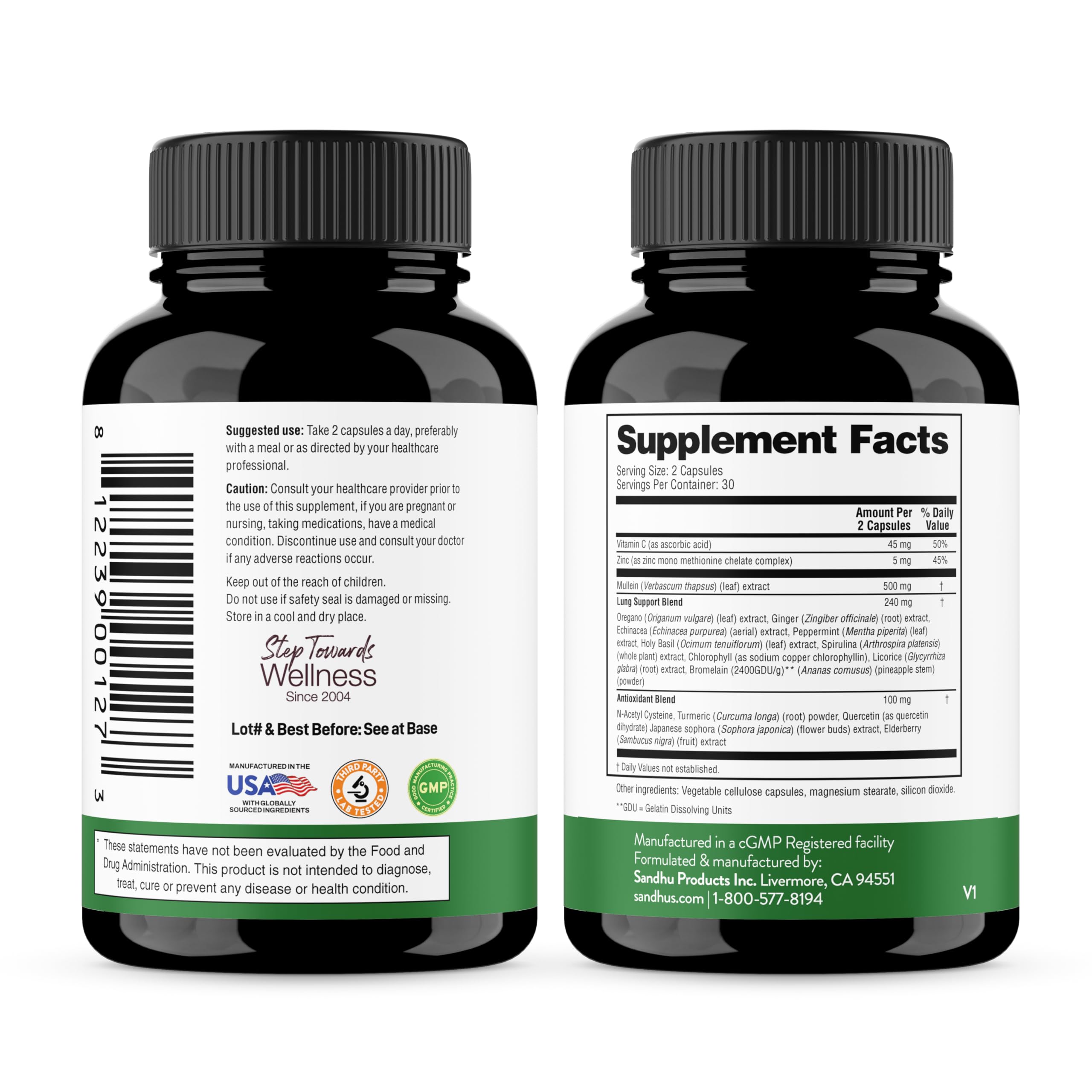 Sandhu's Mullein Leaf Extract image highlighting natural respiratory support