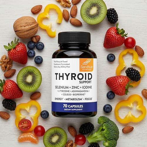 Sandhu's Thyroid Support bottle with capsules ready for pantry storage.