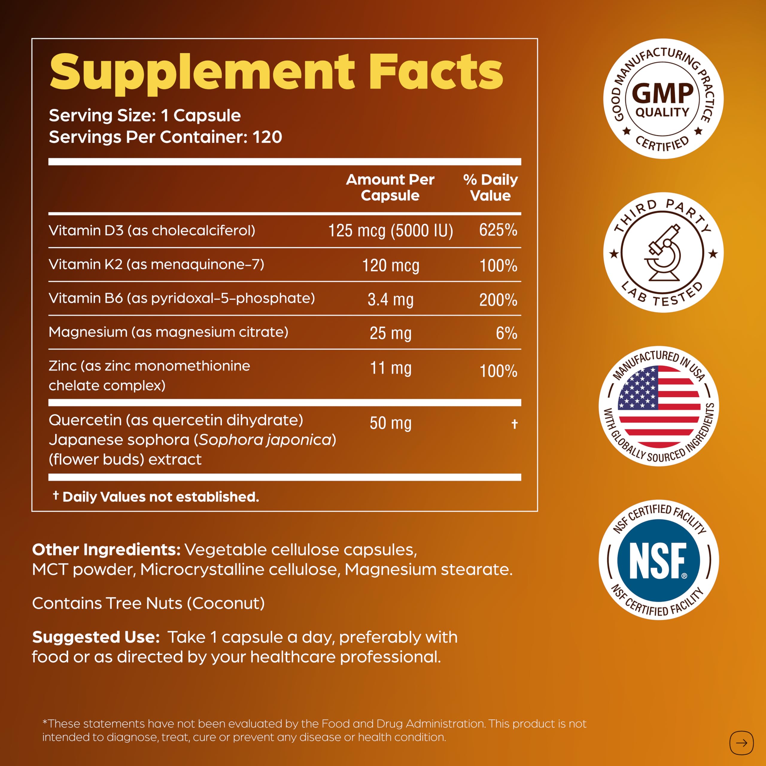 Sandhu's D3K2 Magnesium bottle shows gluten and dairy-free formulation.