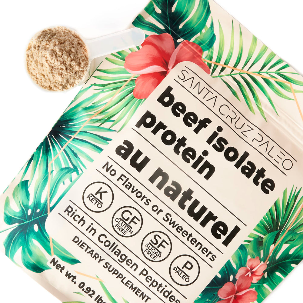 Santa Cruz Paleo beef isolate label closeup showing clean ingredients.