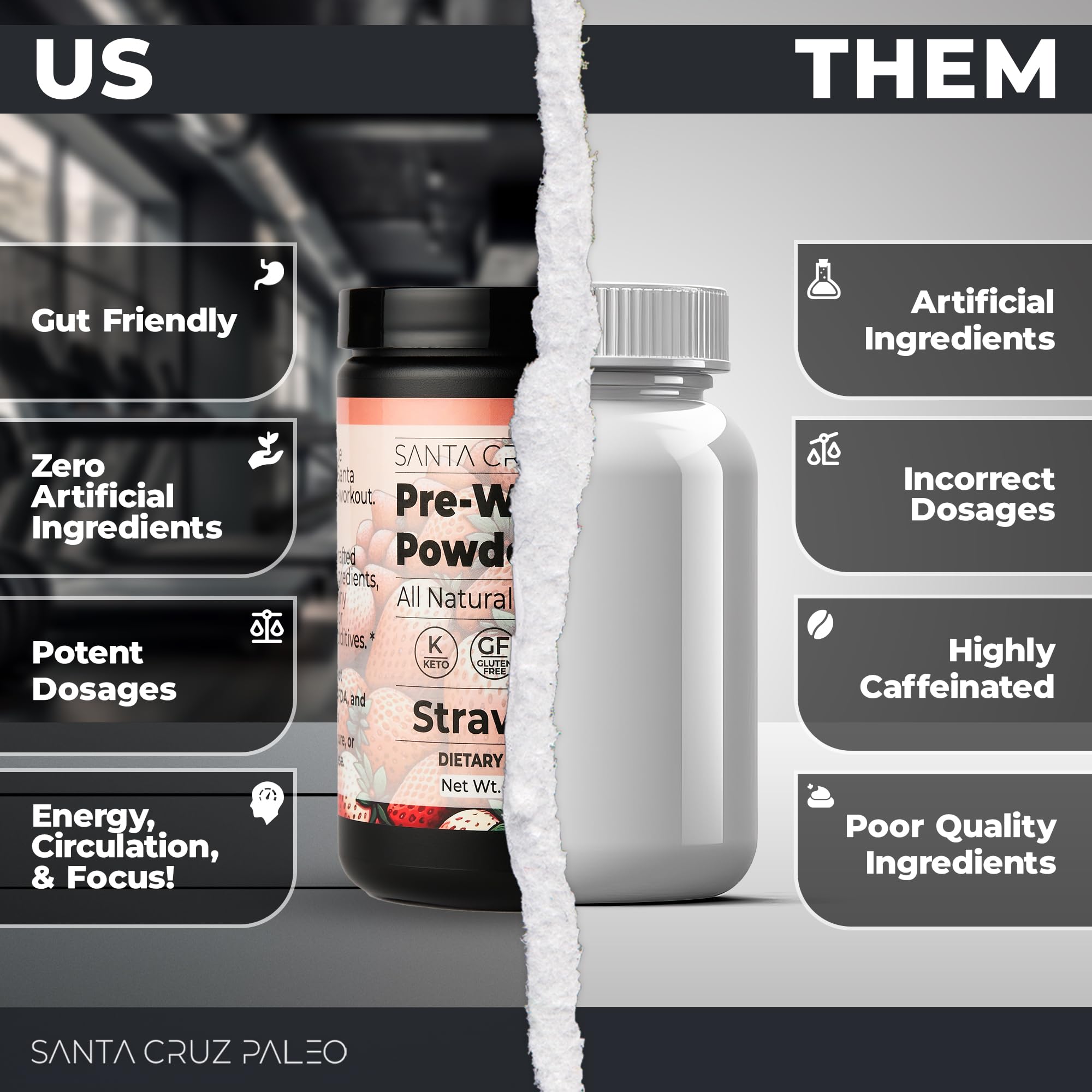 Santa Cruz Paleo 150 mg caffeine boost label close-up.