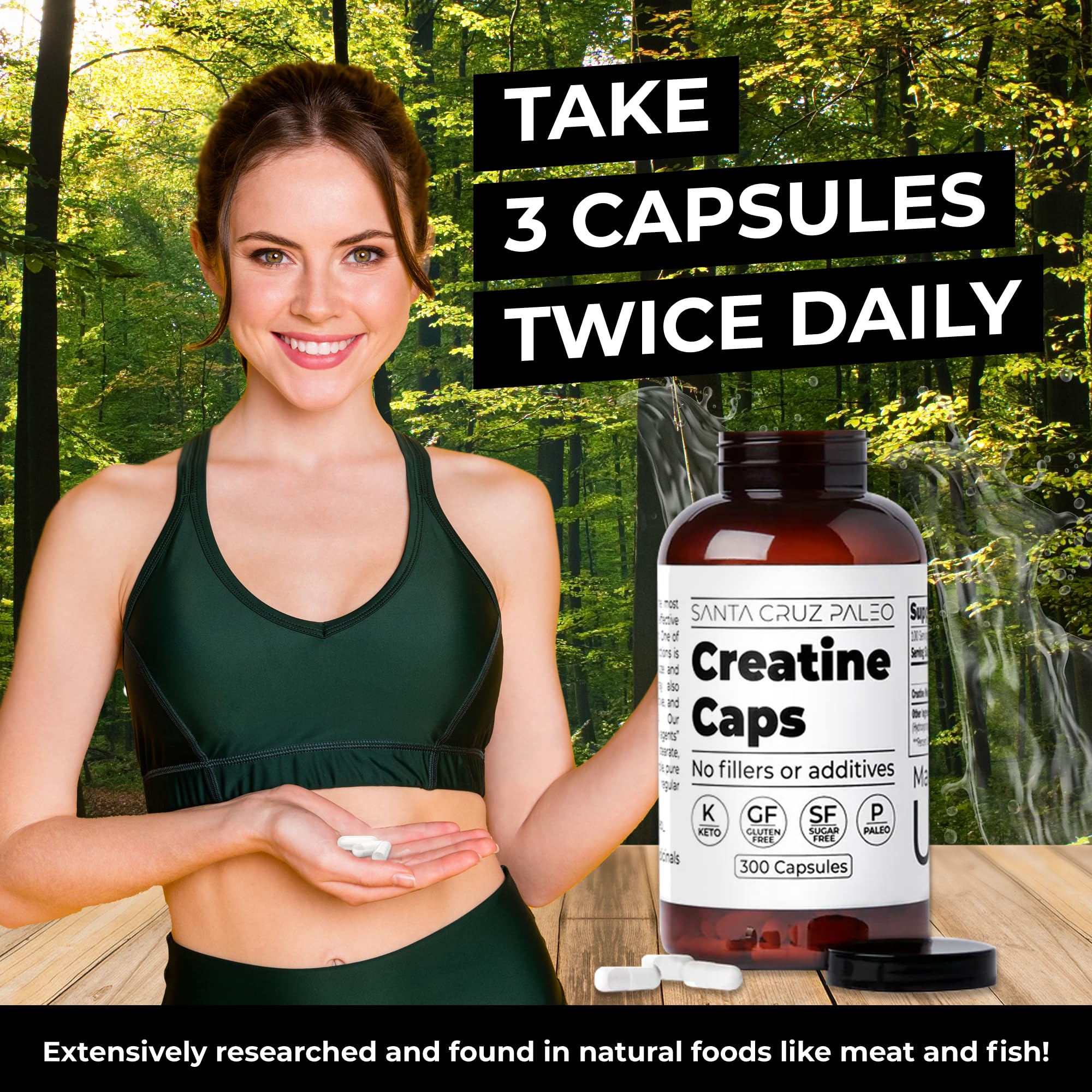 Santa Cruz Paleo Creatine Capsules travel bottle for gym sessions away from home