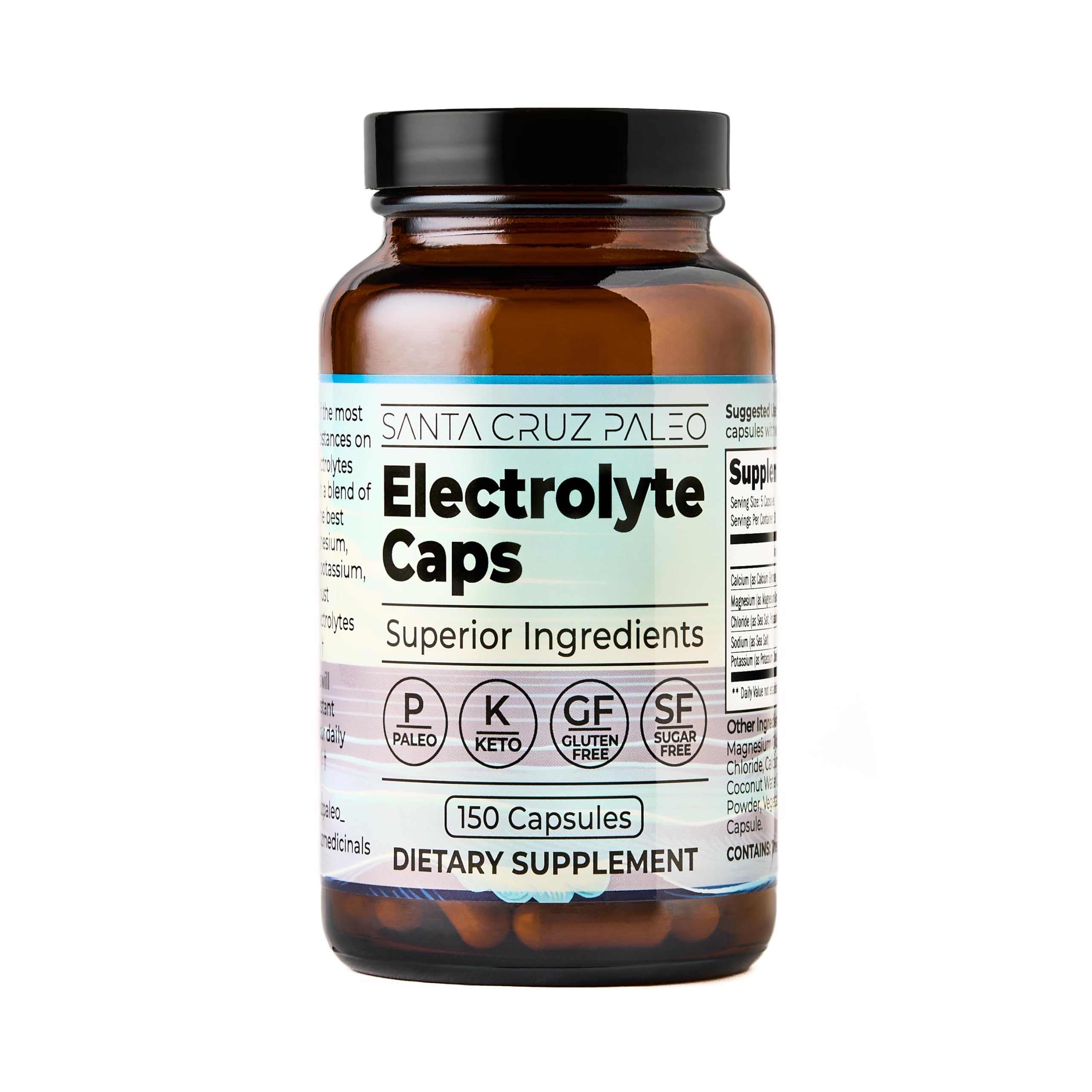 Santa Cruz Paleo Electrolyte Capsules on kitchen counter ready for daily use.