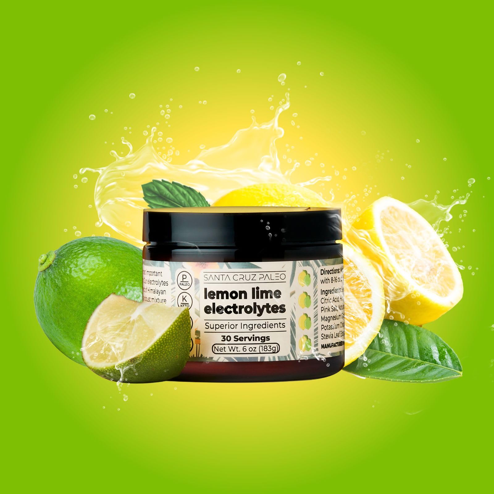 Scoop of Santa Cruz Paleo Electrolyte Powder lemon lime for precise daily hydration