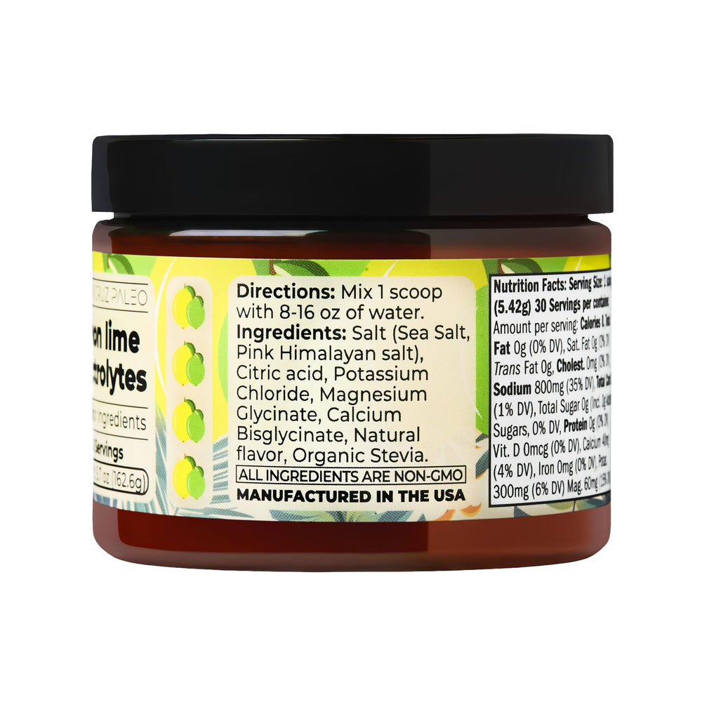 Sea salt crystals complement Santa Cruz Paleo Electrolyte Powder lemon lime