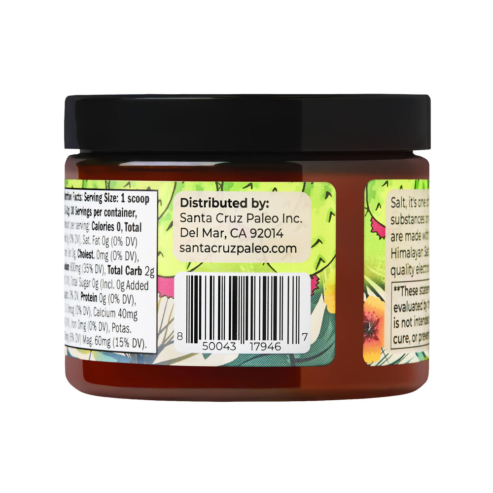 Santa Cruz Paleo Electrolyte Prickly Pear ingredients panel highlights mineral-rich formulation.