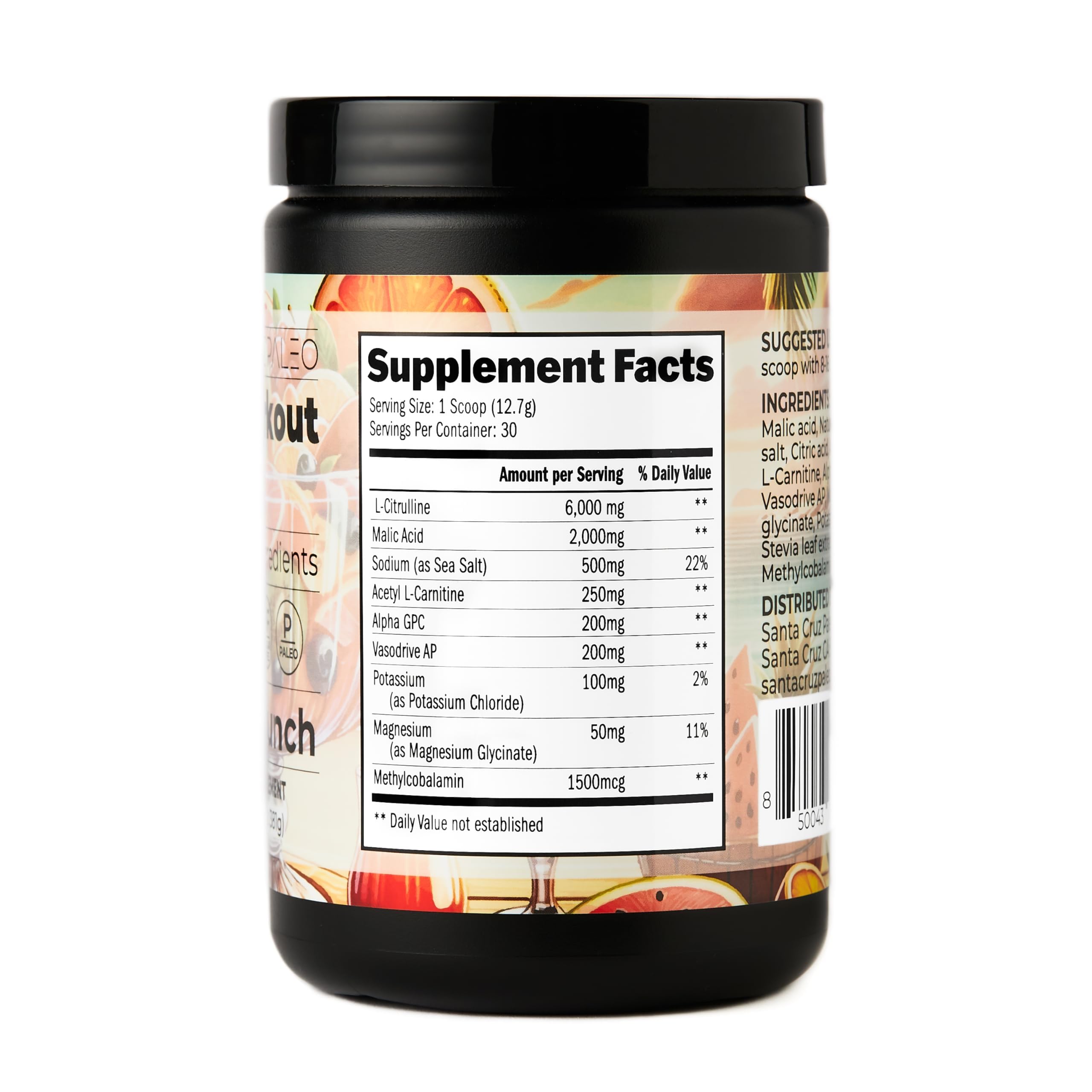 Close-up of Island Punch label detailing clean ingredients