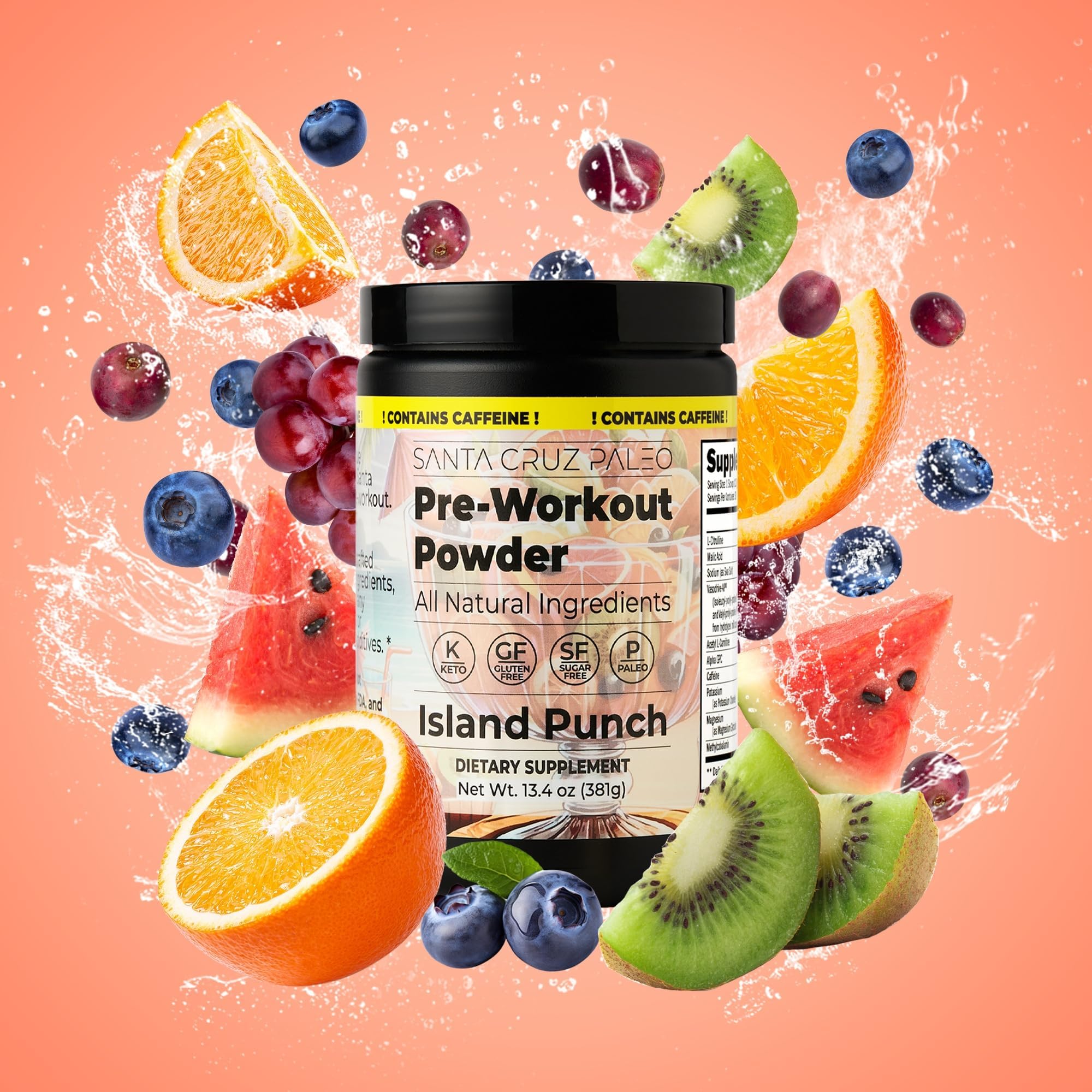 Scoop of Island Punch being stirred into a glass for a tropical workout drink.